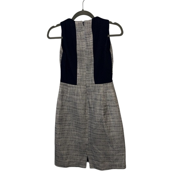 J Crew Eyelet Lace Tweed Sheath Dress | Navy White Grey Sleeveless Tank | Size 2 - Picture 2 of 4